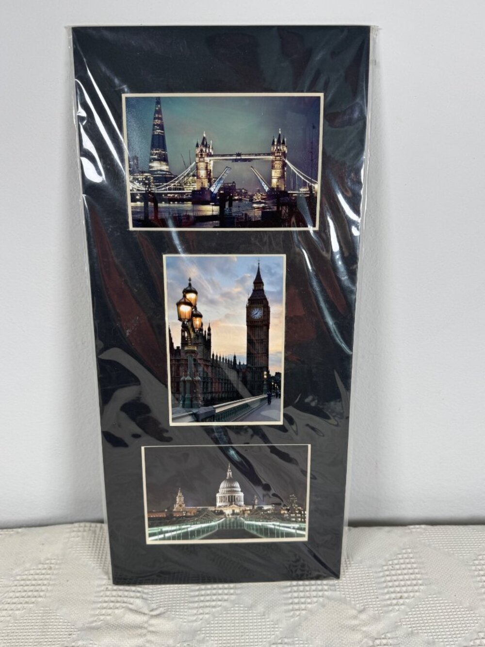 London Photo Collage 3 Matted Images Tower Bridge Big Ben St Pauls Cathedral NEW